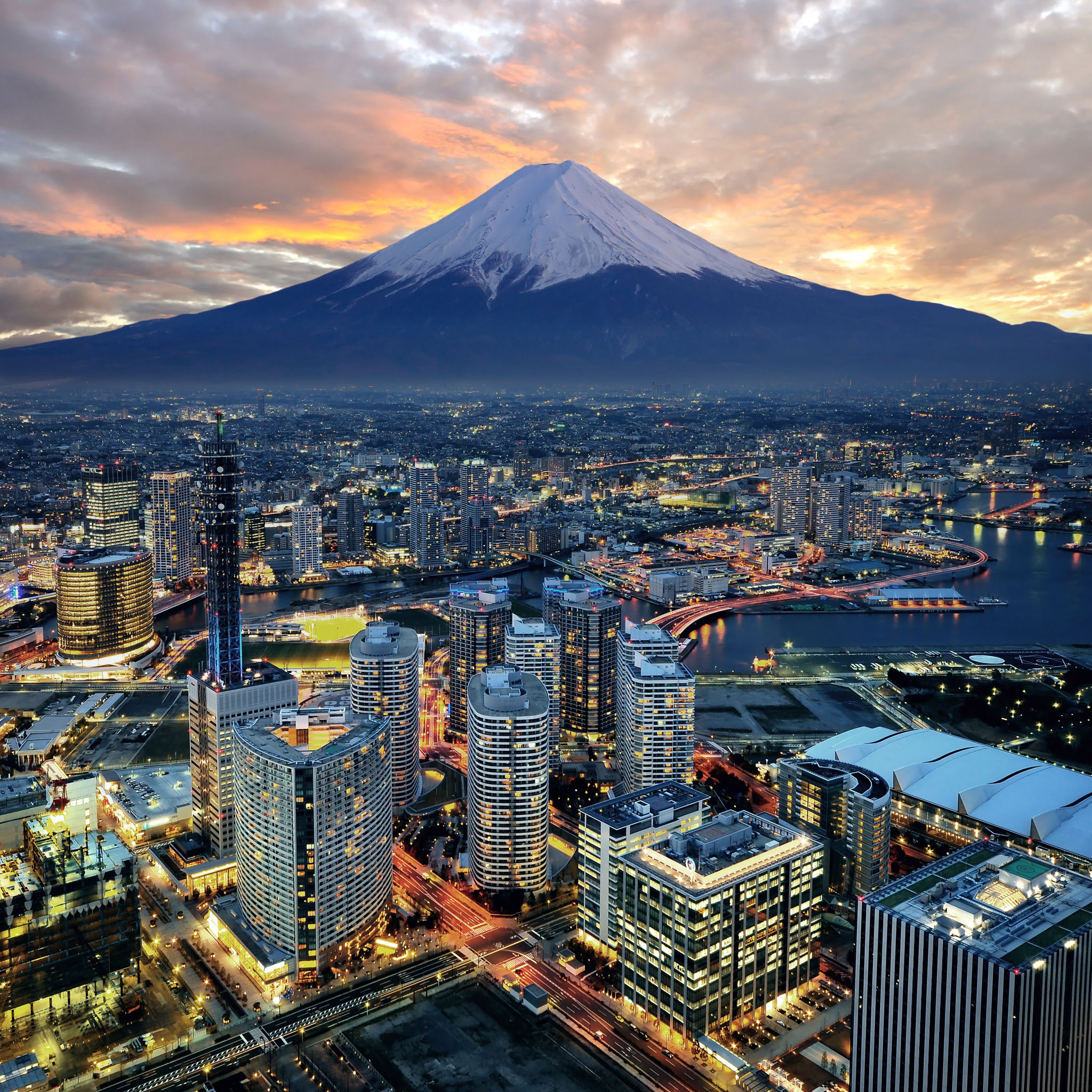Yokohama City And Mt. Fuji